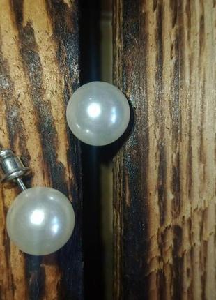 Сережки перлини, "срібло"4 фото