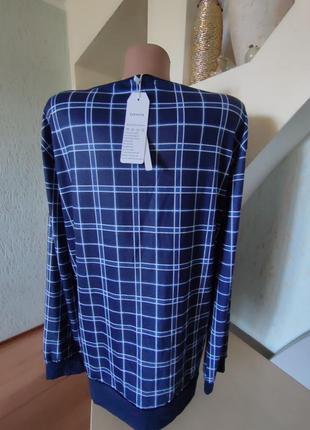 Пижамная блуза в клетку с карманом унисекс5 фото