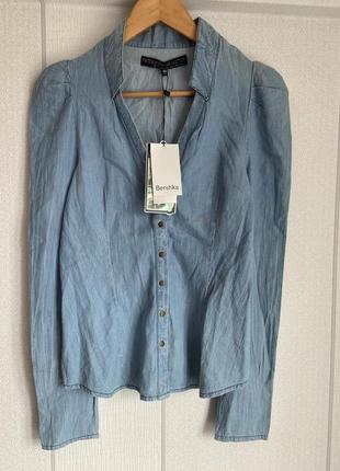 Блузка под джинсы рубашка голубая1 фото