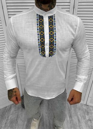 🔴 стильна чоловіча вишита сорочка вишивана біла вишиванка2 фото