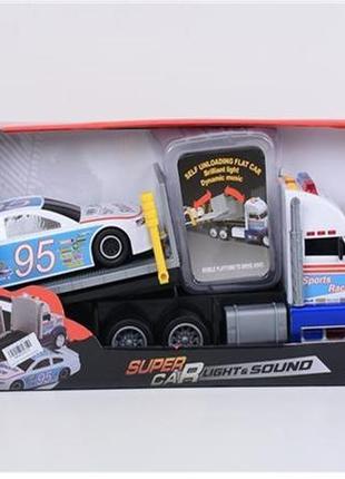 Іграшковий евакуатор super car вантажівка евакуатор з гоночною машинкою евакуатор зі світлом та звуком