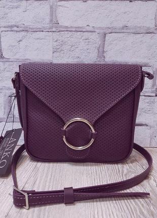 Сумка-клатч жіноча натуральна шкіра баклажан плетінка 1630