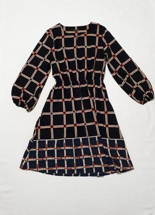 Платье миди с карманами гипюровая кэжуал темно-синяя имталия6 фото