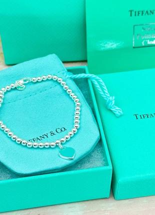 Серебряный браслет tiffany &amp; co с мятным сердцем2 фото