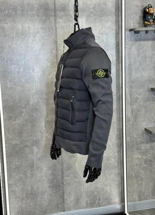 Осеняя чёрная куртка бомбер stone island стьобана куртка на осінь stone island7 фото