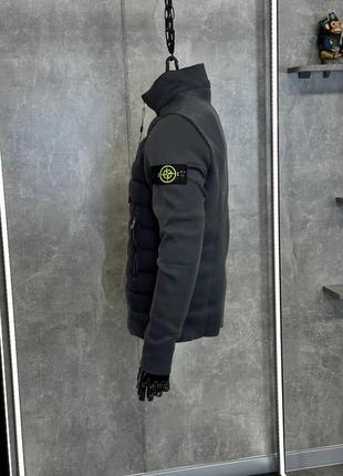 Осеняя чёрная куртка бомбер stone island стьобана куртка на осінь stone island10 фото