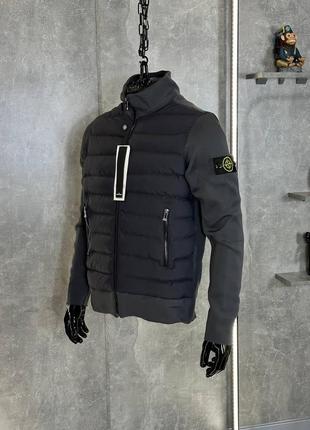 Осеняя чёрная куртка бомбер stone island стьобана куртка на осінь stone island1 фото