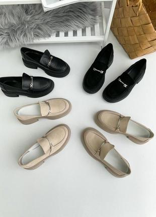 Бежеві лофери замша3 фото