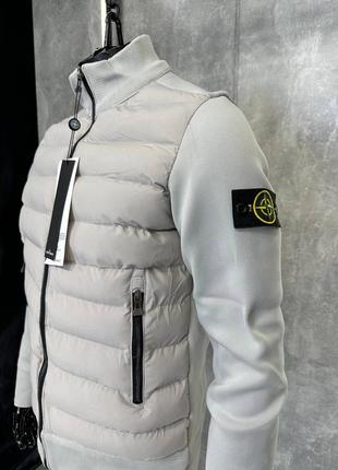 Мужская стёганная куртка бомбер stone island осенняя серая куртка stone island5 фото