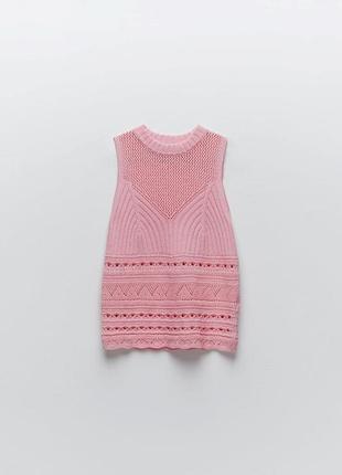 Zara новый! стильный топ фактурной вязки с имитацией корсета5 фото