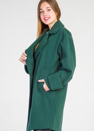 Пальто кашемировое оверсайз зеленое