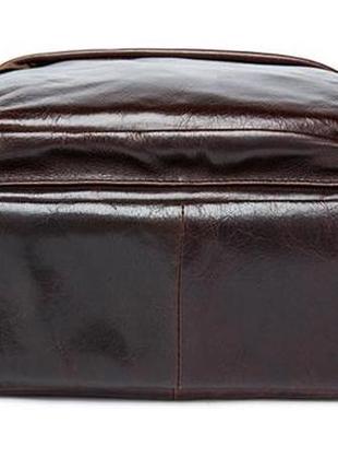 Компактний рюкзак сумка трансформер шкіряний коричневий стильний чоловічий7 фото