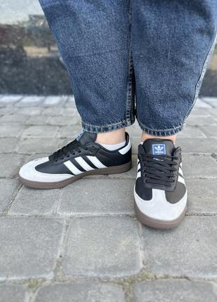 Кроссовки adidas samba black white2 фото