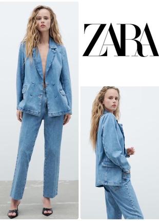 Двобортний джинсовий блейзер zara1 фото