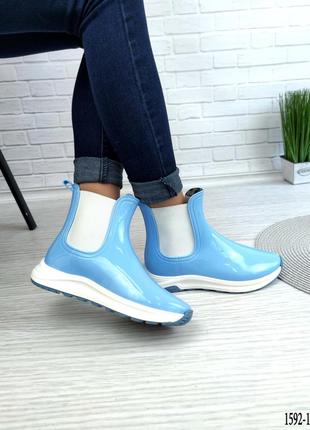 Модные резиновые ботиночки голубого цвета  39= 26 см7 фото