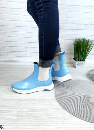 Модные резиновые ботиночки голубого цвета  39= 26 см6 фото