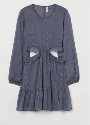 Платье h&amp;m серо-синего цвета с открытой спиной4 фото