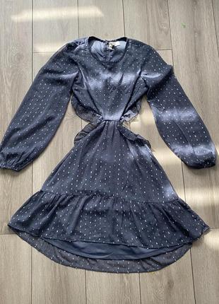 Платье h&amp;m серо-синего цвета с открытой спиной1 фото