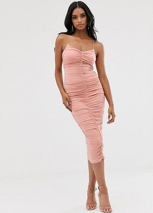 Сукня середньої довжини asos design на вихід із рюшами та лямками