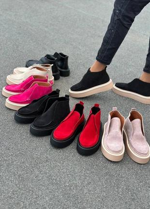 Жіночі яскраві стильні натуральні черевички на байці або хутрі 😍1 фото