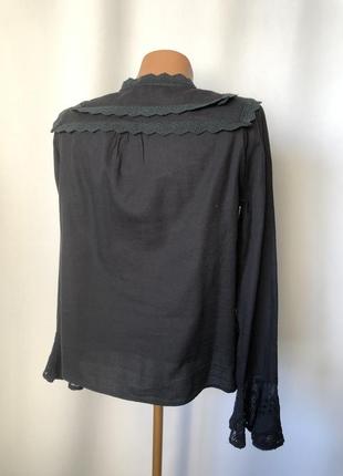 Чёрная блузка винтаж с кружевом, хлопок романтик2 фото