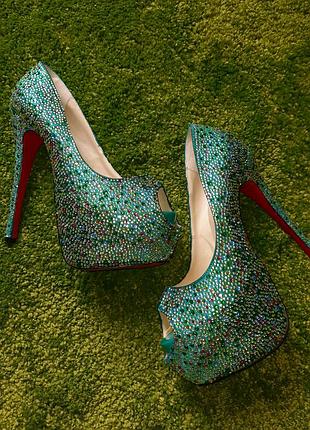 Туфли christian louboutin strass swarovski со стразами