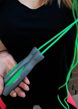 Скакалка powerplay 4204 classic jump rope зелена (2,7m.)