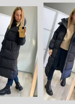 Пухове зимове пальто massimo dutti размер : m, оверсайз цвет: черный наполнитель: 80% пух и 20% пор2 фото