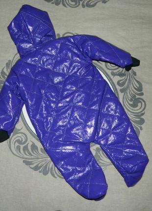 Новый детский стеганый фиолетовый демисезонный комбинезон на девочку 9 месяцев.3 фото