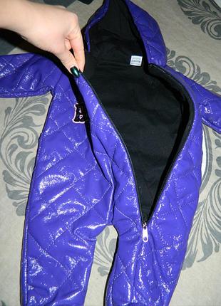 Новый детский стеганый фиолетовый демисезонный комбинезон на девочку 9 месяцев.4 фото