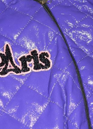 Новый детский стеганый фиолетовый демисезонный комбинезон на девочку 9 месяцев.5 фото