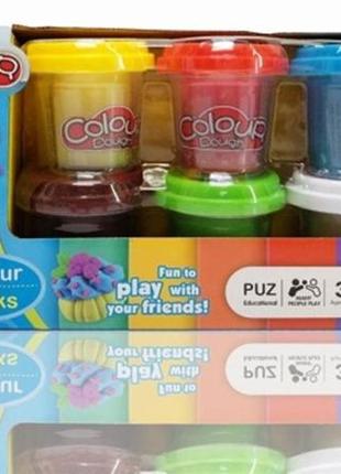 Пластилін colour dough набір кольорового пластиліну з фігурками набір для творчості із 6 кольорів пластиліну