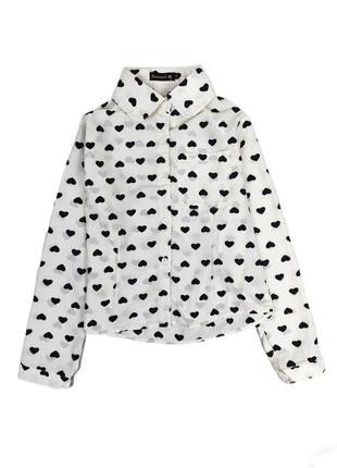 Женская рубашка tommy g.m. цвета слоновой кости с принтом сердечки размер s