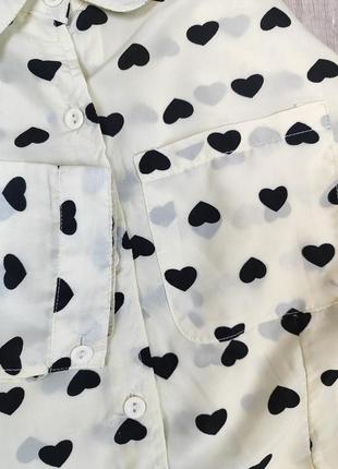 Женская рубашка tommy g.m. цвета слоновой кости с принтом сердечки размер s3 фото