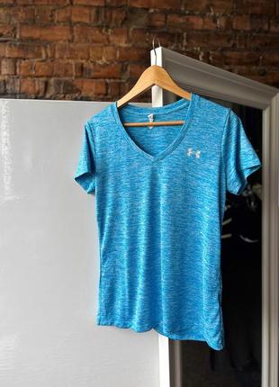 Under armour heatgear women’s blue sport t-shirt v-neck жіноча, спортивна футболка1 фото