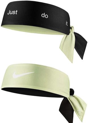 Nike dri-fit tennis head tie 4.0 двостороння спортивна пов'язка на голову чорна унісекс оригінал