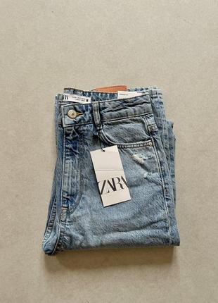 Джинсы с разрезами wide leg high waist zara / потертые джинсы10 фото