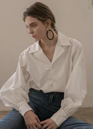Базова біла рубашка сорочка блуза сорочка з пишними рукавами трендова рубашка