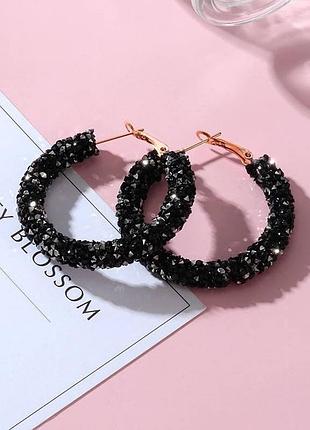 Серьги роскошные серьги кольца со стразами