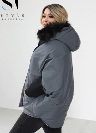 Двухстороняя женская куртка зимняя 50-609 фото