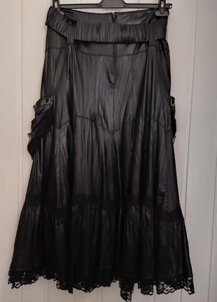 Длинная юбка черного цвета большого размера.kapris2 фото