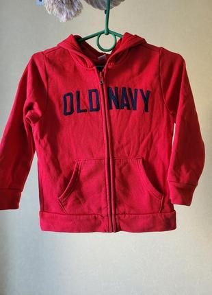 Красная кофта на замке с капюшоном, фирма old navy, размер на 6-7 лет