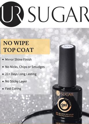 Топовое покрытие ur sugar 7.5ml без липкого слоя - top coat no wipe, верхнее покрытие для ногтей