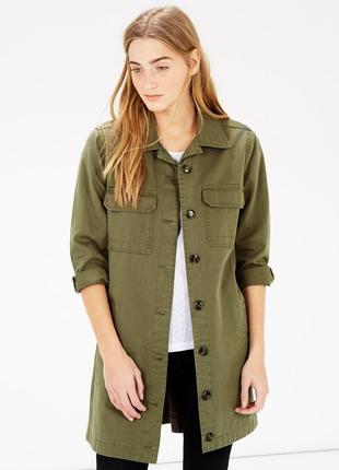 Джинсова подовжена сорочка хакі