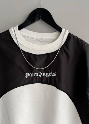 Футболка палм ангелс черная с белым / оверсайз свободные футболки для мужчин2 фото