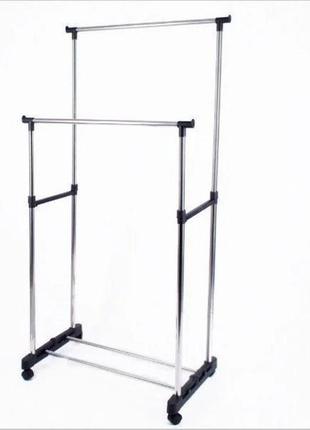 Телескопическая стойка-вешалка для одежды и обуви – double pole clothes horse2 фото