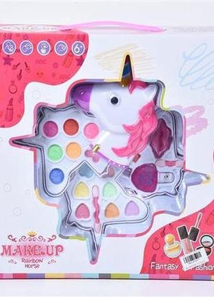 Дитяча косметика make up rainbow horse набір іграшкової косметики дитячі тіні для повік дитячий блиск для губ