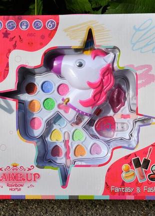 Дитяча косметика make up rainbow horse набір іграшкової косметики дитячі тіні для повік дитячий блиск для губ2 фото
