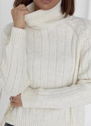 Женский вязаный свитер с рукавами реглан5 фото