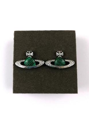 Серьги малахит vivienne westwood